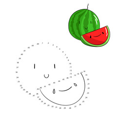 Educational game connect dots draw watermelon