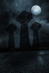 Naklejka premium Graveyard under the full moon