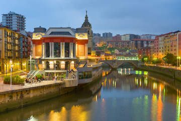 Bilbao in a summer night - obrazy, fototapety, plakaty