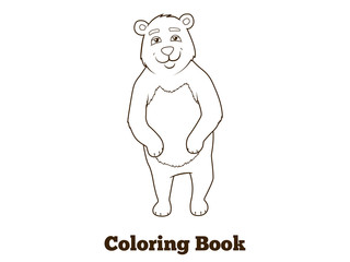 Forest animal bear cartoon coloring book vector