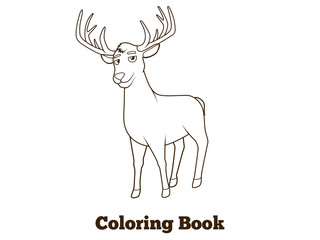 Forest animal deer cartoon coloring book vector