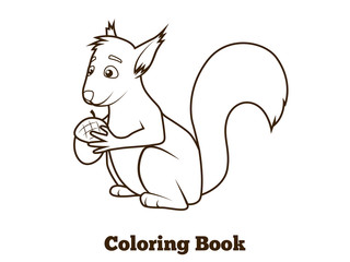 Forest squirrel cartoon coloring book vector