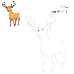 Draw forest animal deer cartoon vector