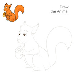 Draw the forest animal squirrel cartoon vector
