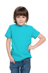 Fototapeta premium Little boy in a blue shirt