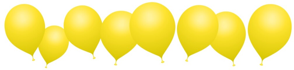 Bannière ballons jaunes sur fond blanc