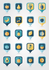 Fruits mapping pins icons