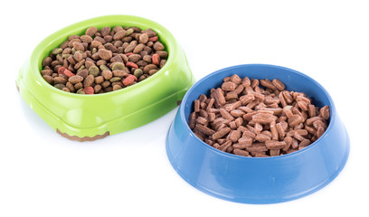 Cat food in bowls