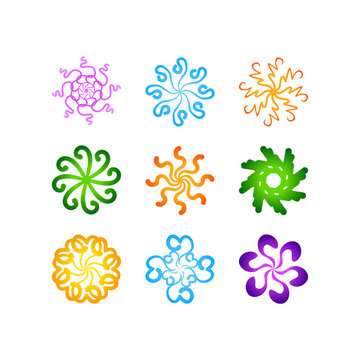 radial vector pattern floral color colorful 3