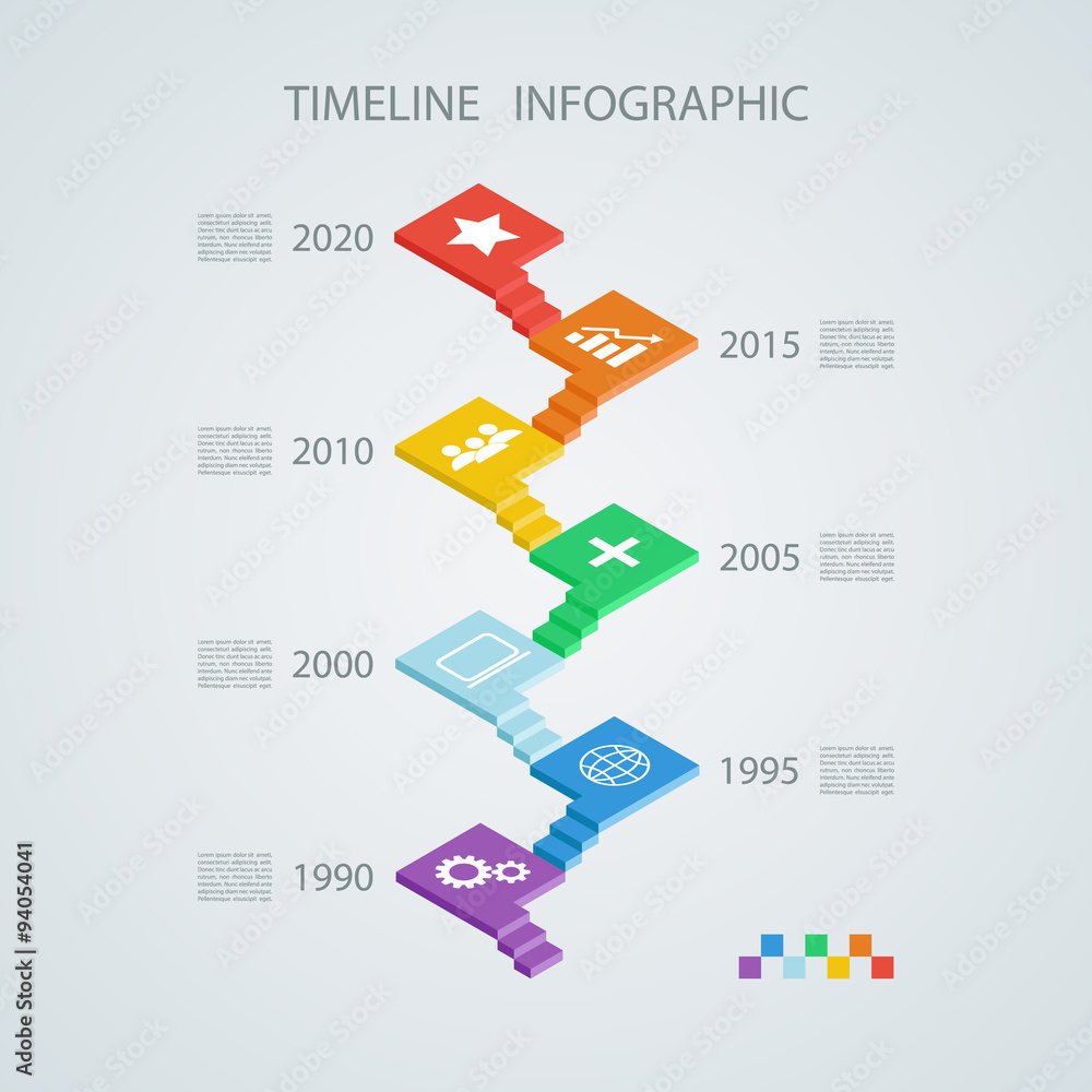 Poster isometric timeline infographic design template.vector illustration for workflow layout, diagram, num