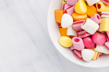 Delicious sweet candy with copy space