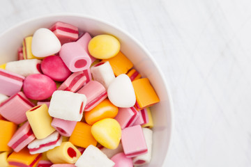 Delicious sweet candy with copy space
