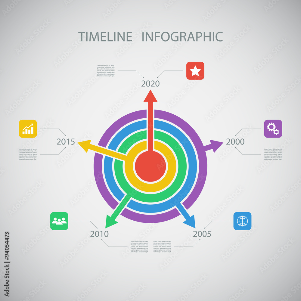 Poster Circle timeline infographic design template.Vector illustration for workflow layout, diagram, number options, web design.