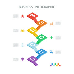 Business infographic. Ladders to success. Isometric design infographic concept. Vector illustration.