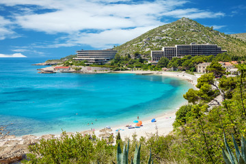 Naklejka premium Beautiful turquoise beach in Mlini, Croatia