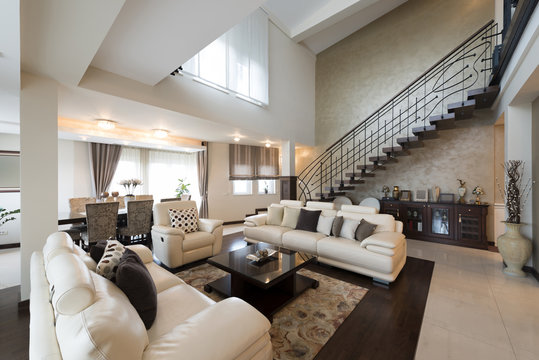 Luxury multilevel living room interior
