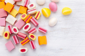 Delicious sweet candy with copy space