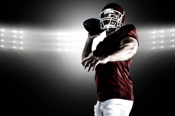 Composite image of american football player throwing ball