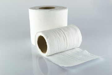Toilet paper isolated on gray background