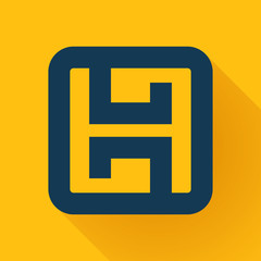 Fototapeta premium H letter line logo