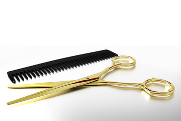 Barber scissors and comb