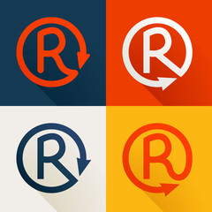 Fototapeta premium R letter line logo set