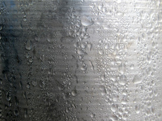 water drop on the aluminum glass texture