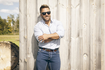 Obraz premium man outdoor background