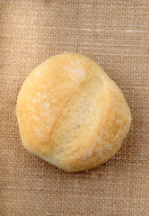 freshly baked bun on jute