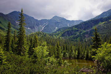 Mountain Lake Surrounded by Hills