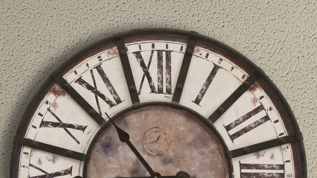 Old fashioned clock on the wall, timelapse 12H 
