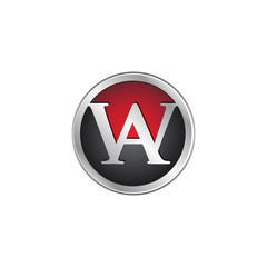 AW or WA initial circle logo red - obrazy, fototapety, plakaty