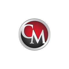 CM initial circle logo red - obrazy, fototapety, plakaty