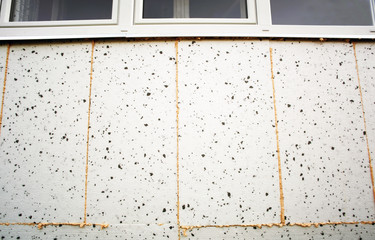 Polyurethane insulation foam between window and wall