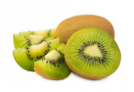 Kiwi fruit isolated on white background, macro