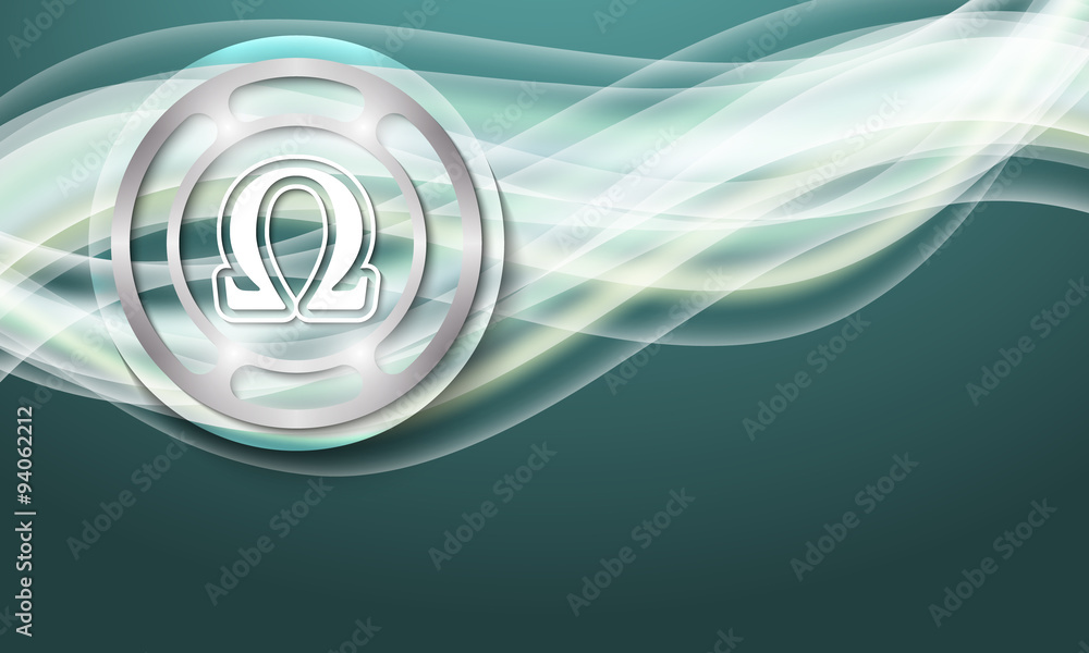 Poster vector abstract background with waves and omega symbol