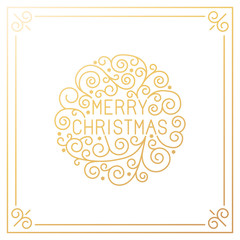Vector merry christmas hand lettering in outline style