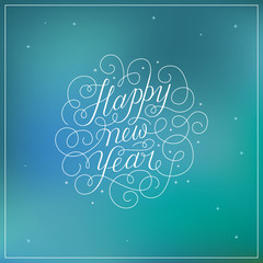 Happy new year - greeting card with hand-lettering type