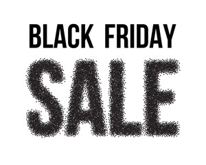 Black Friday Sale Vector Poster with Blackwork Halftone Effect. 
