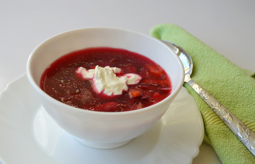 Traditional Ukrainian hot soup borsch
