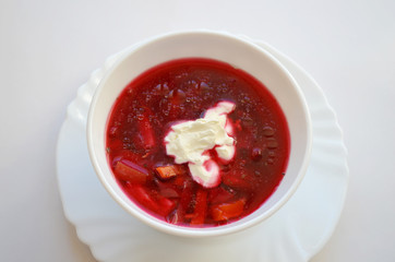 Traditional Ukrainian hot soup borsch