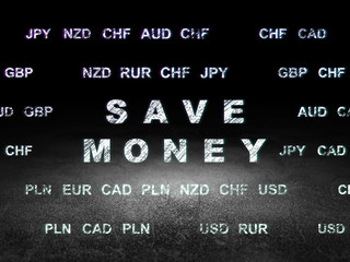 Banking concept: Save Money in grunge dark room