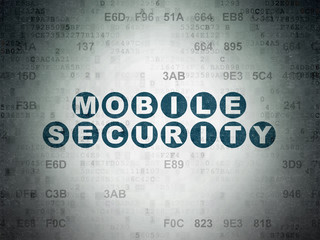 Safety concept: Mobile Security on Digital Paper background