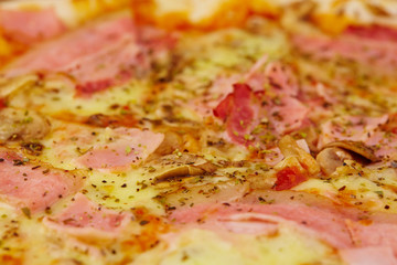 pizza with ham and mushrooms