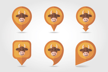 Cow mapping pins icons