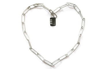 Heart-shaped steel strap with black keys.