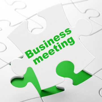 Business concept: Business Meeting on puzzle background