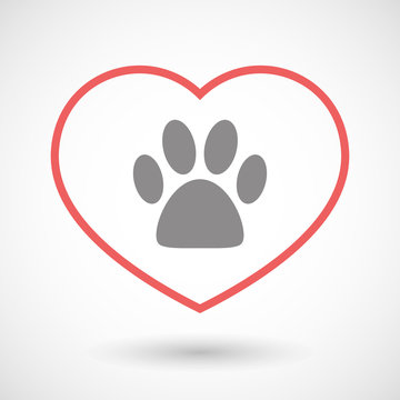 Line heart icon with an animal footprint