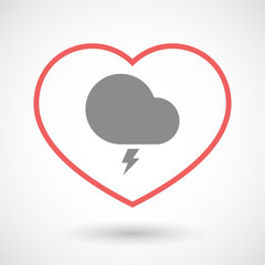 Line heart icon with a stormy cloud