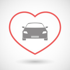 Line heart icon with a car